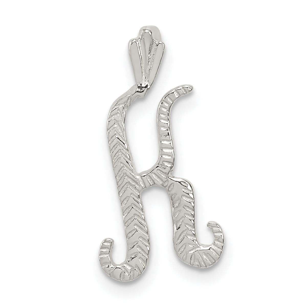 Sterling Silver Polished & Textured Letter K Initial Chain Slide