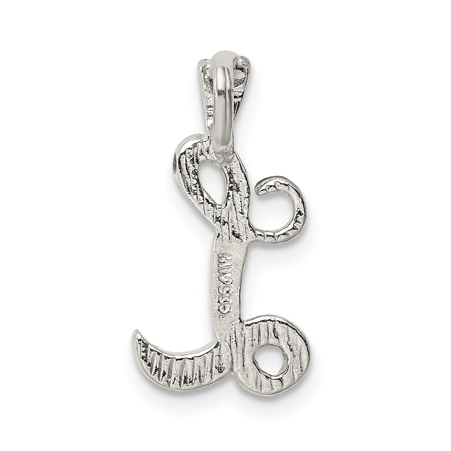 Sterling Silver Polished & Textured Letter L Chain Slide