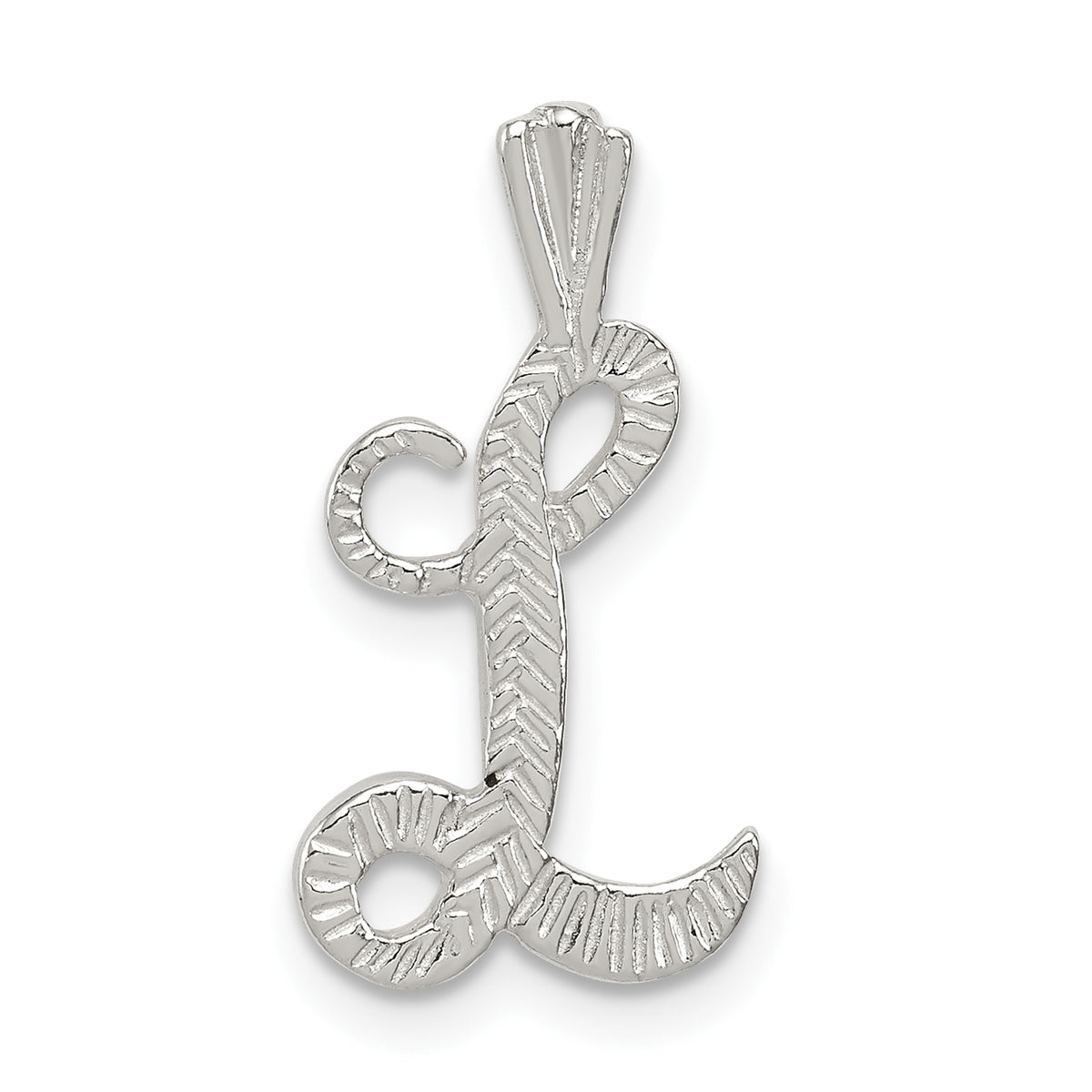 Sterling Silver Polished & Textured Letter L Initial Chain Slide