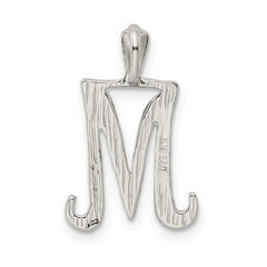 Sterling Silver Polished & Textured Letter M Chain Slide