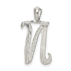 Sterling Silver Polished & Textured Letter N Chain Slide