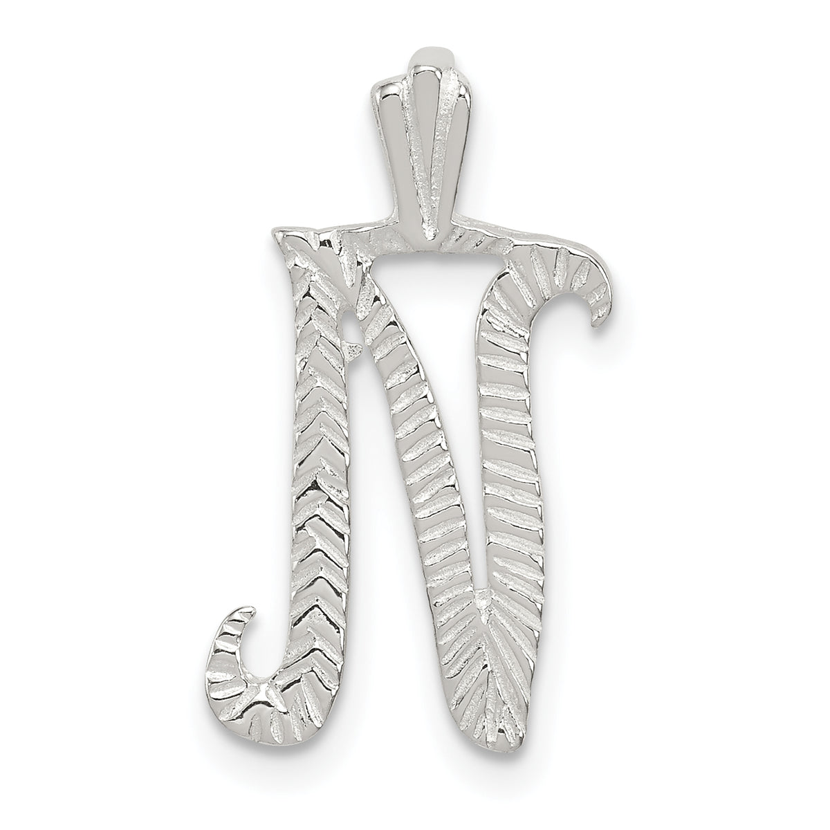 Sterling Silver Polished & Textured Letter N Initial Chain Slide