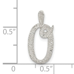 Sterling Silver Polished & Textured Letter O Chain Slide