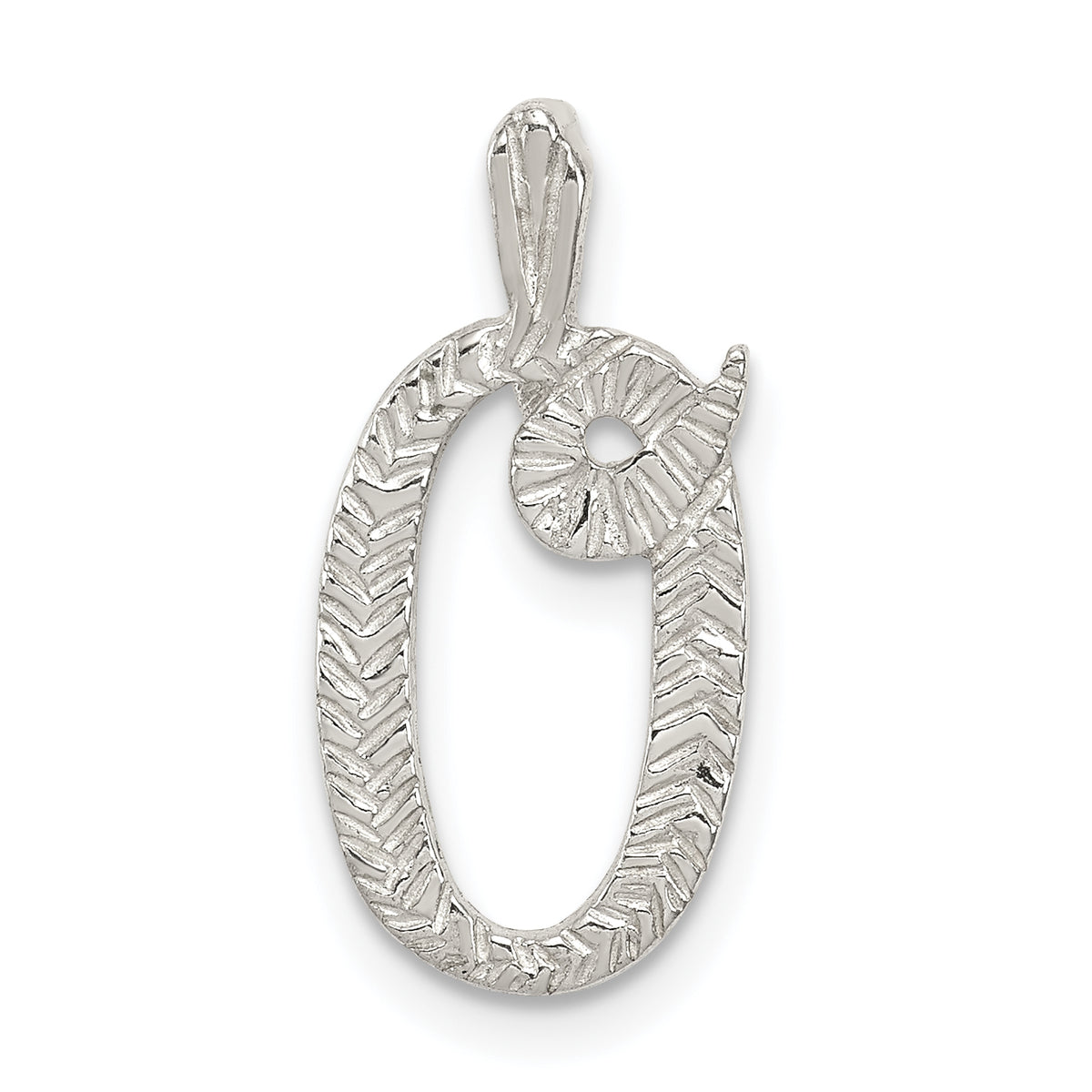 Sterling Silver Polished & Textured Letter O Initial Chain Slide