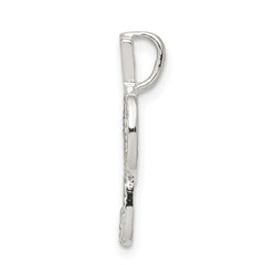 Sterling Silver Polished & Textured Letter P Chain Slide