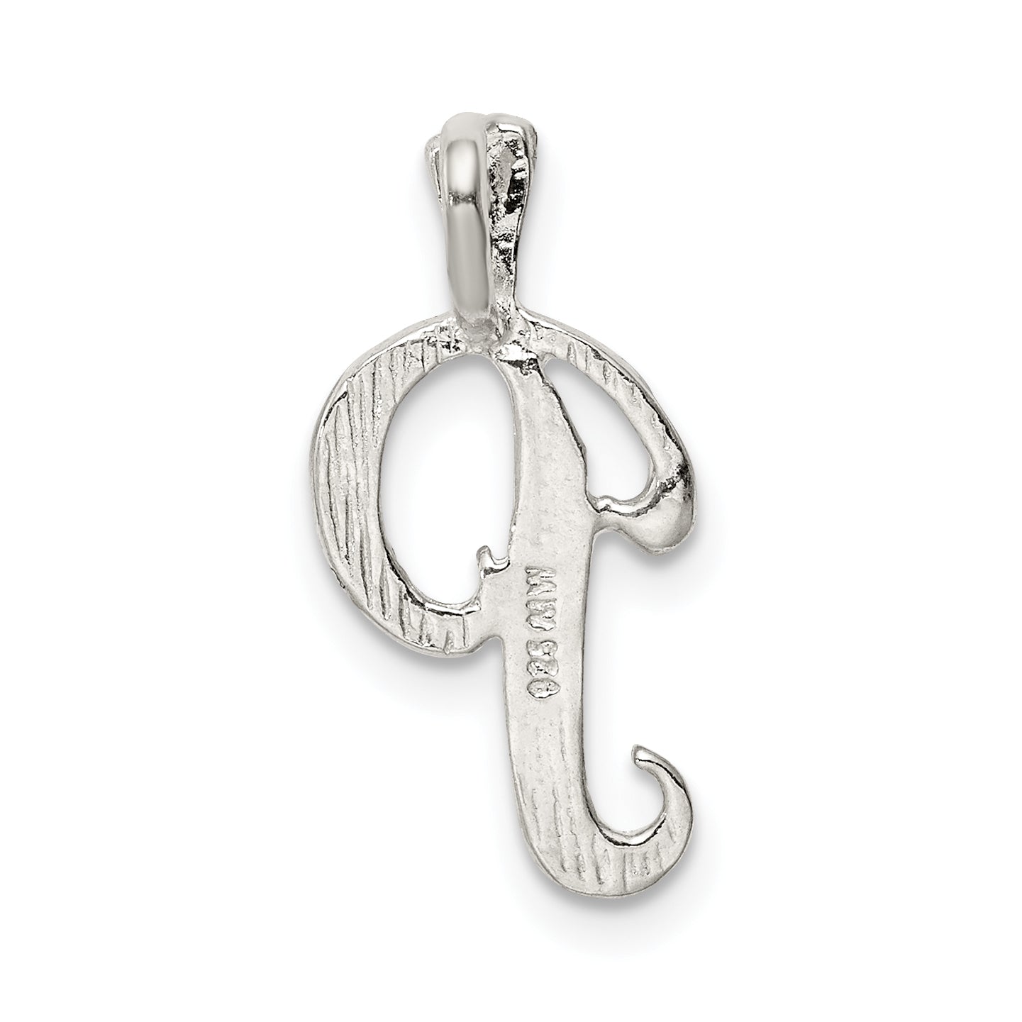 Sterling Silver Polished & Textured Letter P Chain Slide