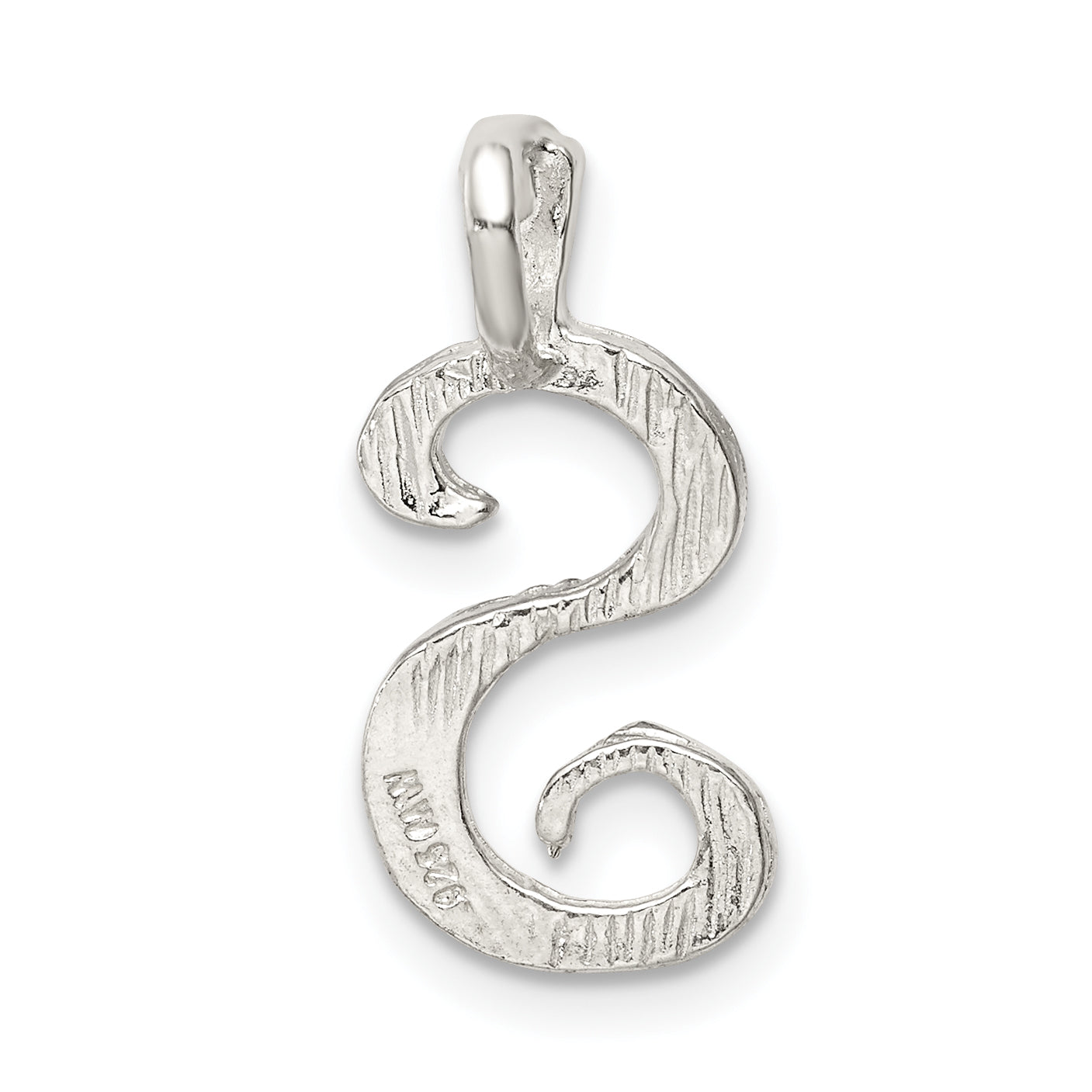 Sterling Silver Polished & Textured Letter S Chain Slide