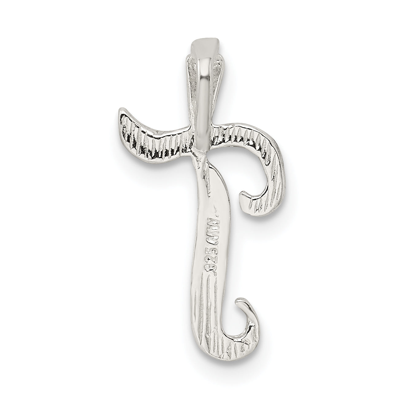 Sterling Silver Polished & Textured Letter T Chain Slide