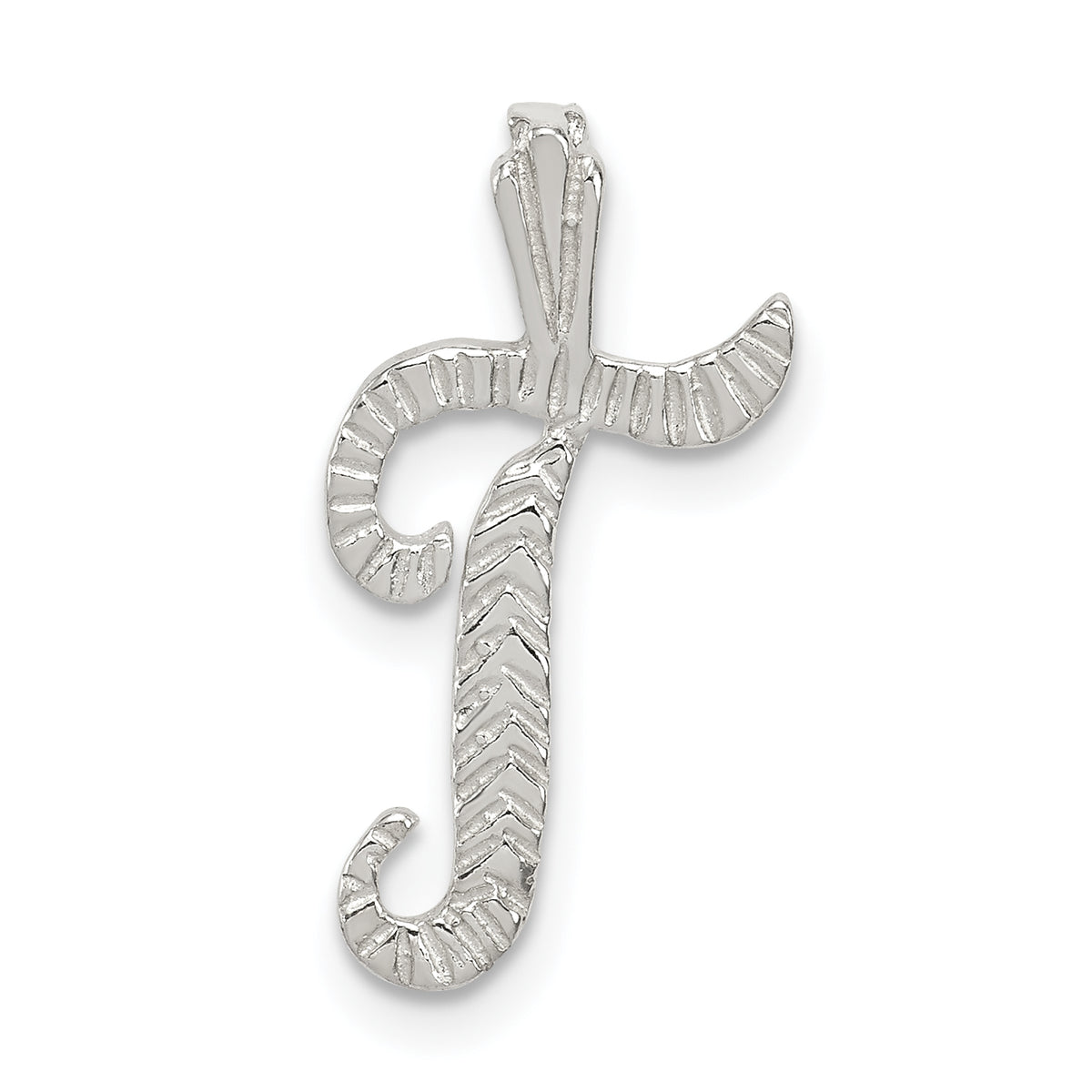 Sterling Silver Polished & Textured Letter T Initial Chain Slide