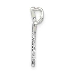 Sterling Silver Polished & Textured Letter V Chain Slide