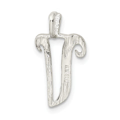 Sterling Silver Polished & Textured Letter V Chain Slide