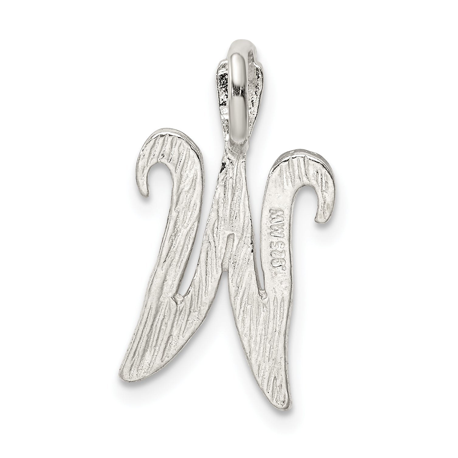 Sterling Silver Polished & Textured Letter W Chain Slide