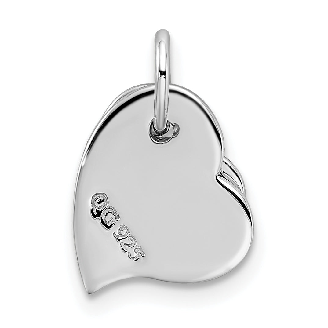 Sterling Silver Rhodium-plated satin and Polished  Two Piece Heart Pendant