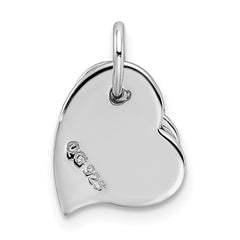 Sterling Silver Rhodium-plated satin and Polished  Two Piece Heart Pendant