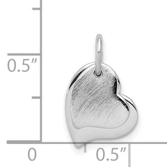 Sterling Silver Rhodium-plated satin and Polished  Two Piece Heart Pendant