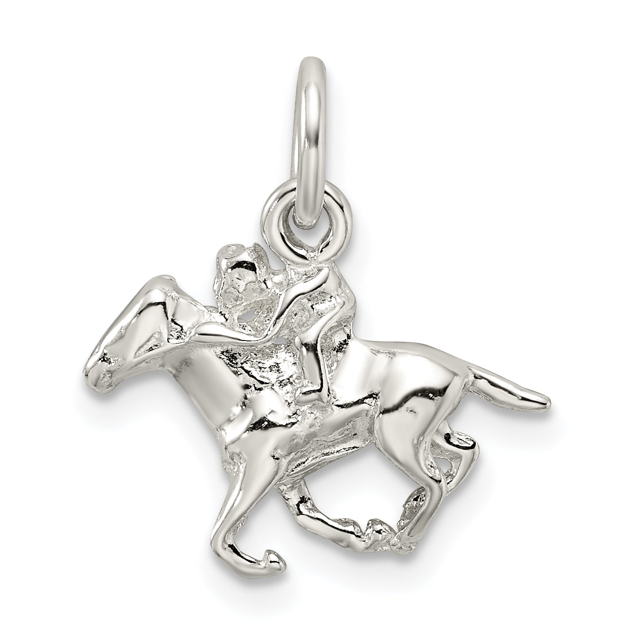 Sterling Silver Horse With Rider Charm