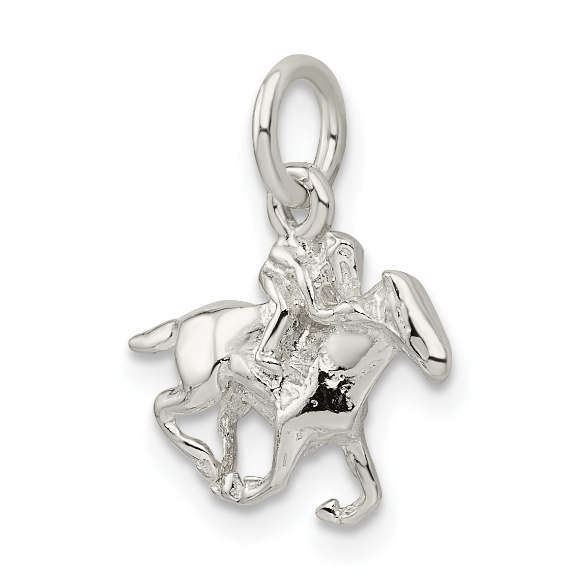 Sterling Silver Horse With Rider Charm