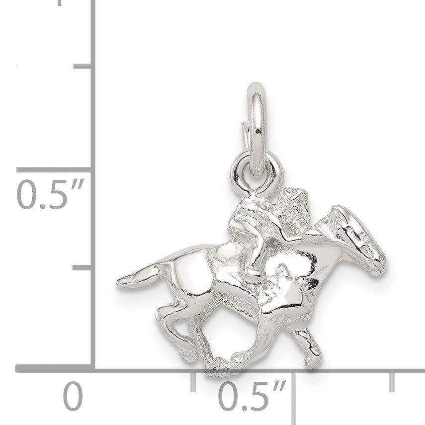 Sterling Silver Horse With Rider Charm