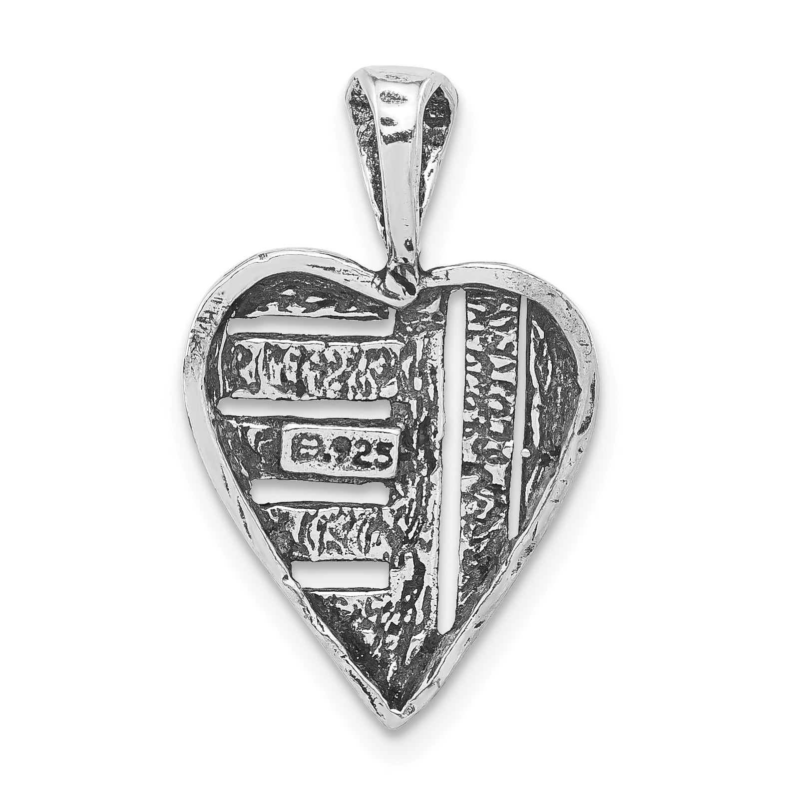 Sterling Silver 925 Antiqued Heart Pendant for Women