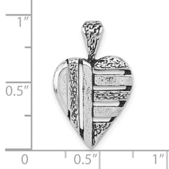 Sterling Silver 925 Antiqued Heart Pendant for Women