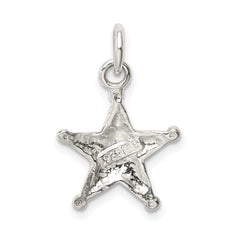 Sterling Silver 925 Sheriff Badge Charm with Polished Anti-Tarnish Finish