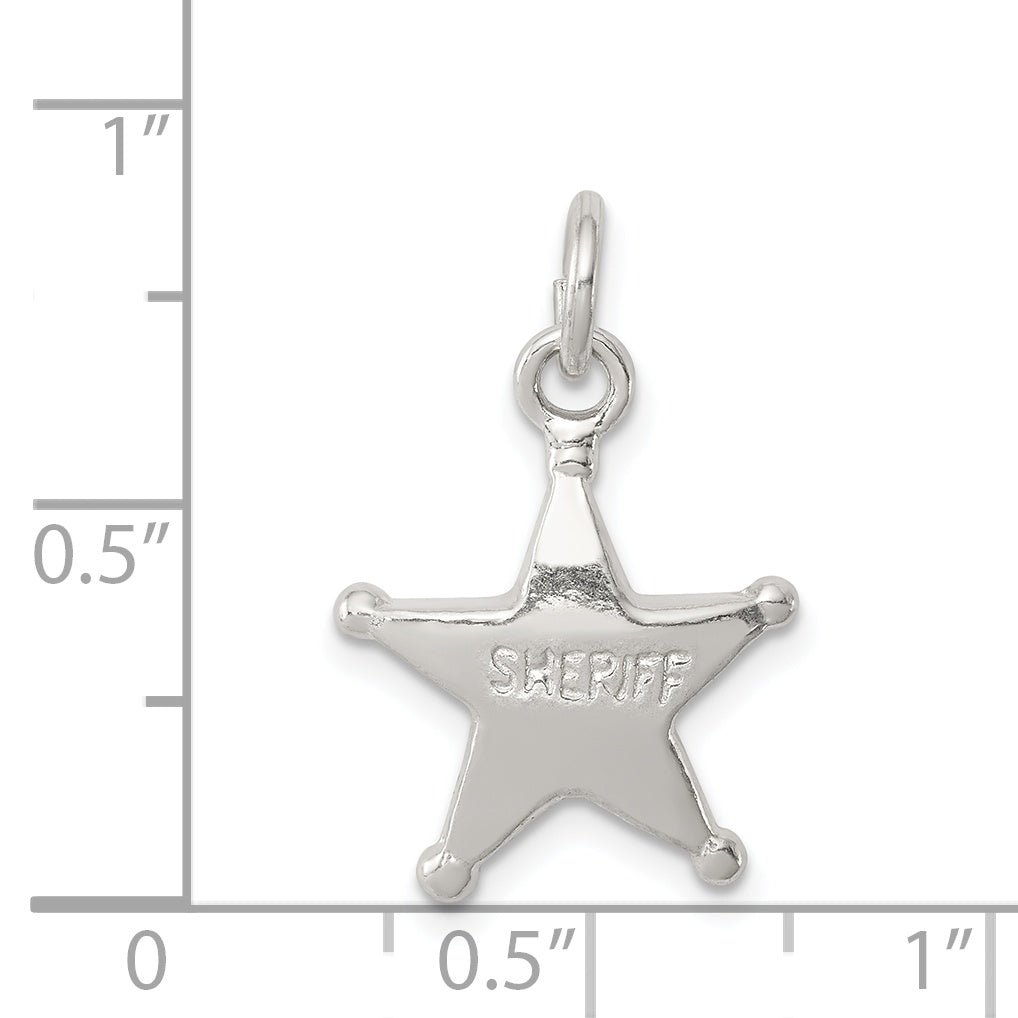 Sterling Silver 925 Sheriff Badge Charm with Polished Anti-Tarnish Finish