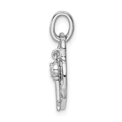 Sterling Silver Rhodium-plated Heart Lock & Key w/CZ Pendant