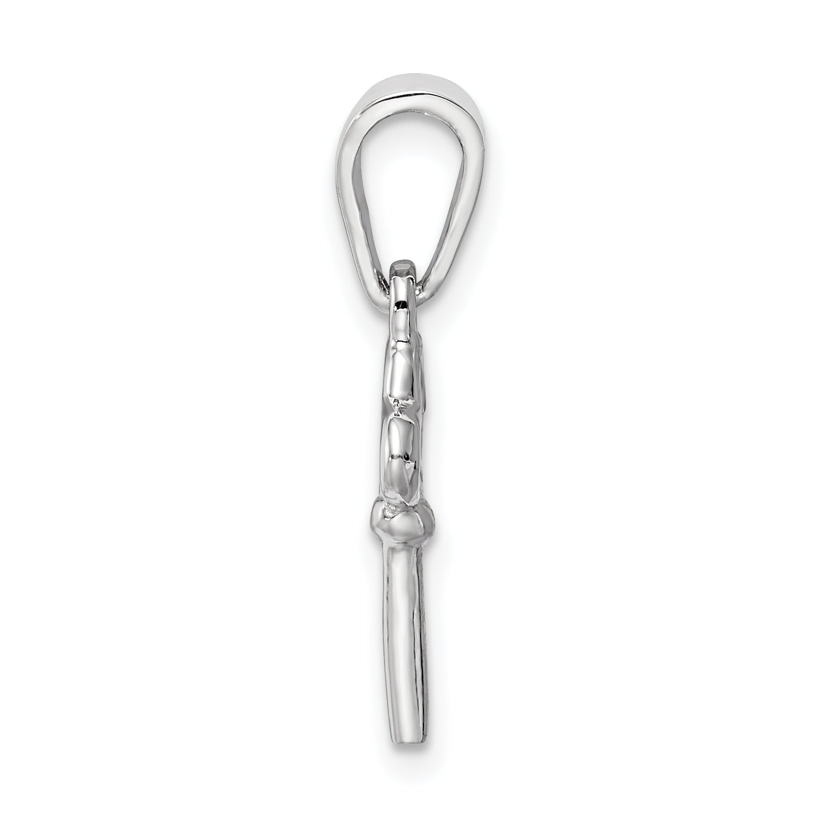 Sterling Silver Rhodium-Plated Children's Key Pendant with Polished Finish