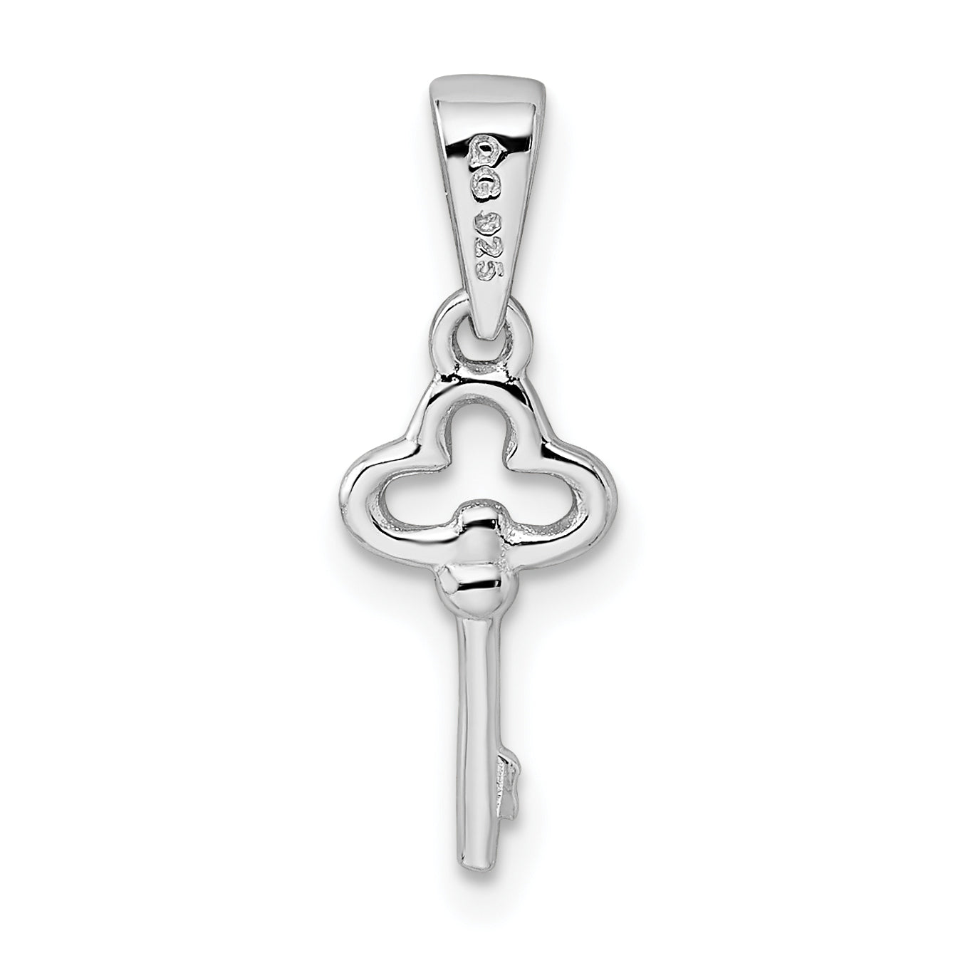 Sterling Silver Rhodium-Plated Children's Key Pendant with Polished Finish