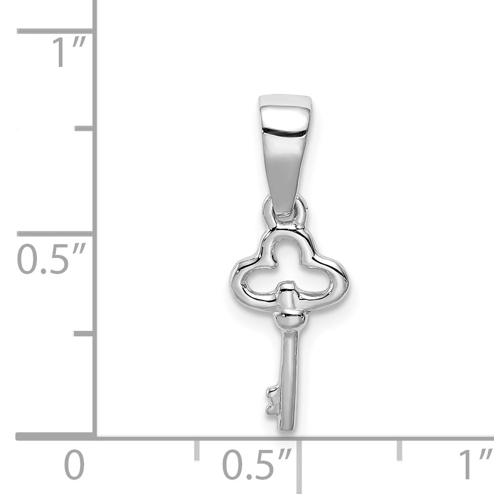 Sterling Silver Rhodium-Plated Children's Key Pendant with Polished Finish