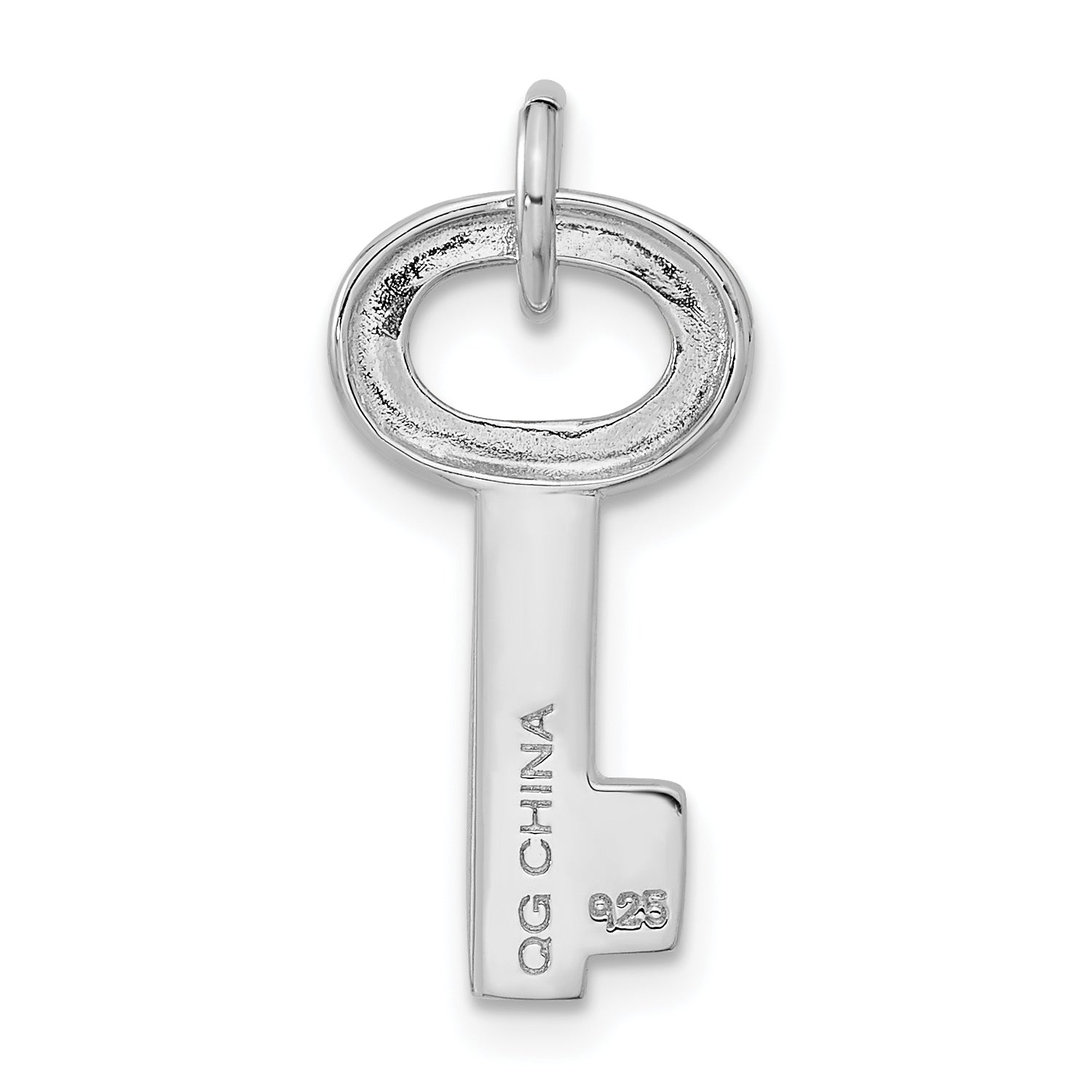 Sterling Silver 925 Key Pendant with Crystal Rhodium-Plated Elegance