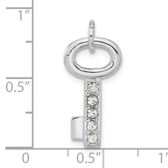 Sterling Silver 925 Key Pendant with Crystal Rhodium-Plated Elegance