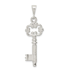 Sterling Silver 925 Polished Key Pendant with Anti-Tarnish Coating