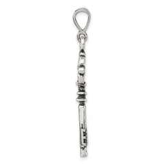 Sterling Silver 925 Key Pendant with Polished Antique Finish