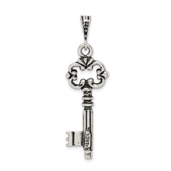 Sterling Silver 925 Key Pendant with Polished Antique Finish