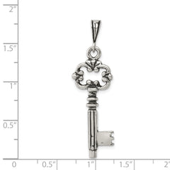 Sterling Silver 925 Key Pendant with Polished Antique Finish