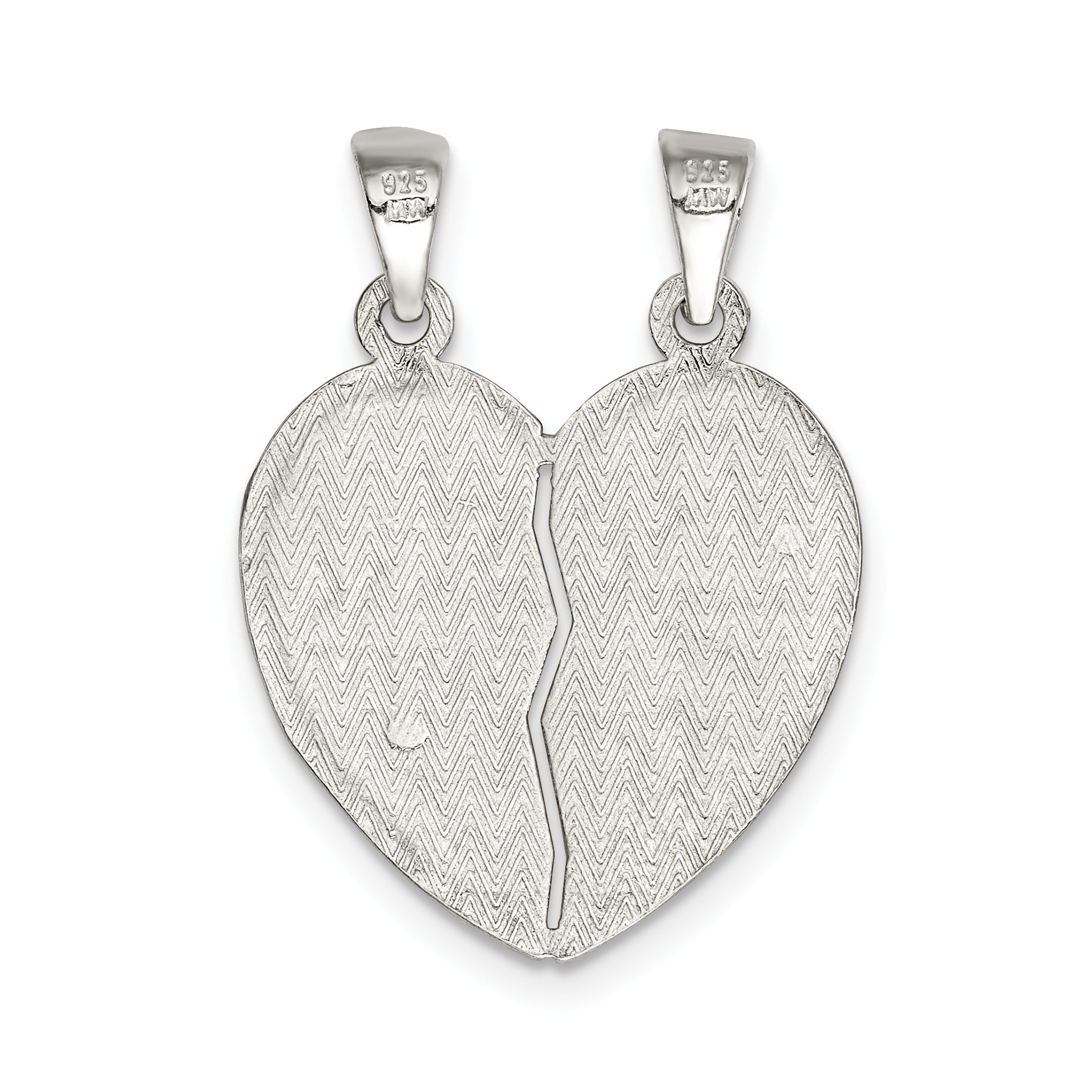 Sterling Silver Polished Best Friends Break Apart Heart Pendant