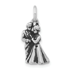 Sterling Silver Polished & Antiqued Man & Woman Embracing Pendant