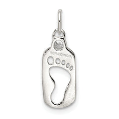 Sterling Silver Polished Footprint CZ Charm