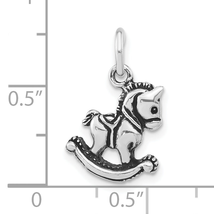 Sterling Silver Antiqued Rocking Horse Pendant