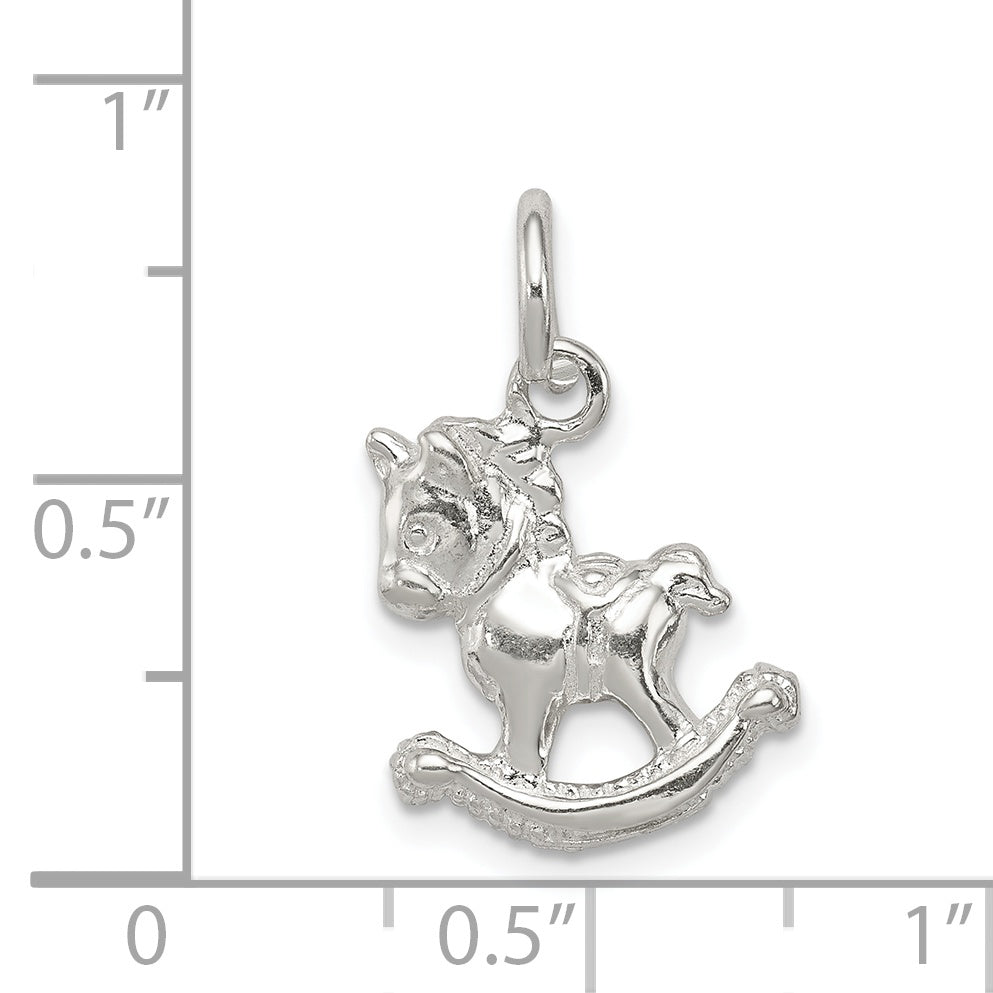 Sterling Silver Polished Rocking Horse Pendant