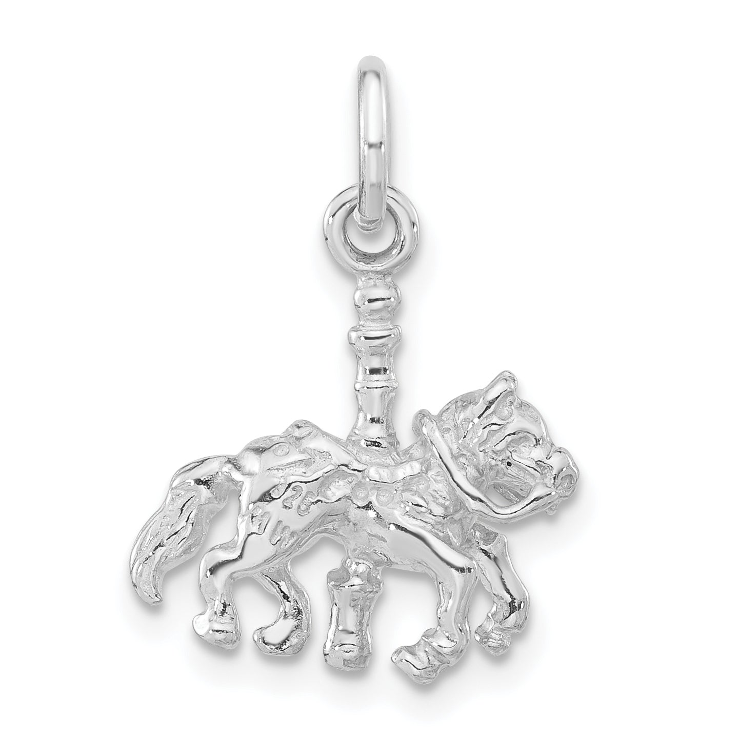 Sterling Silver Polished Carousel Horse Pendant