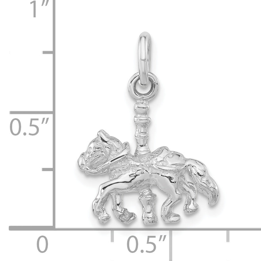 Sterling Silver Polished Carousel Horse Pendant