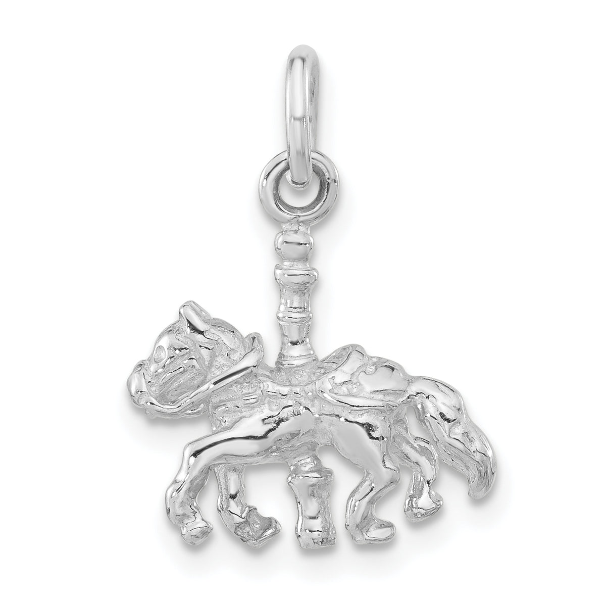 Sterling Silver 3-D Polished Carousel Horse Pendant