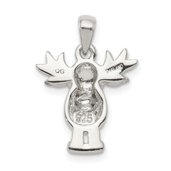 Sterling Silver Polished & Satin Moose Pendant