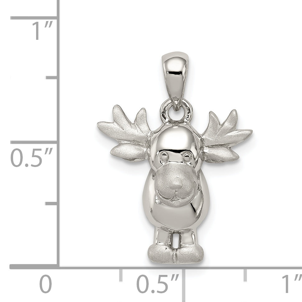 Sterling Silver Polished & Satin Moose Pendant