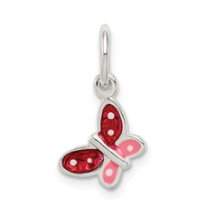 Sterling Silver Polished Enamel Butterfly Charm