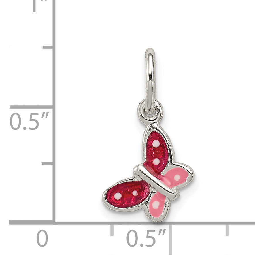 Sterling Silver Polished Enamel Butterfly Charm