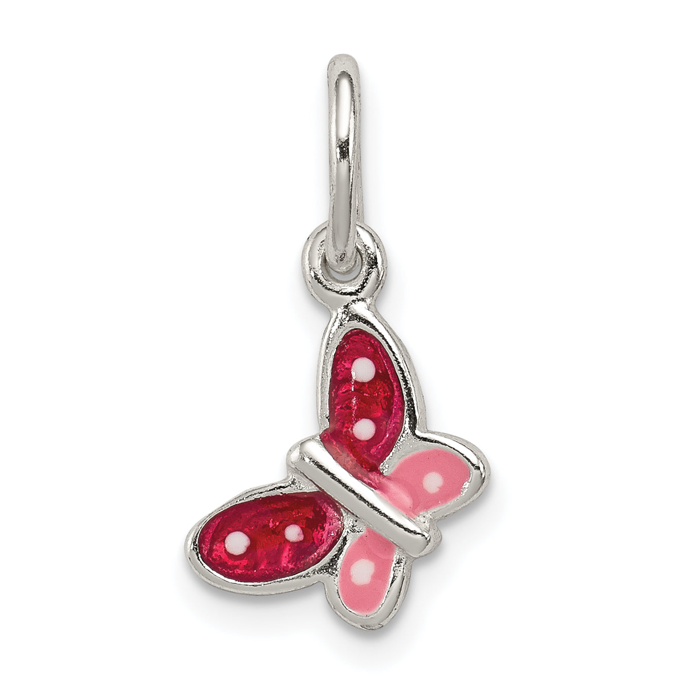 Sterling Silver Polished Enamel Butterfly Charm