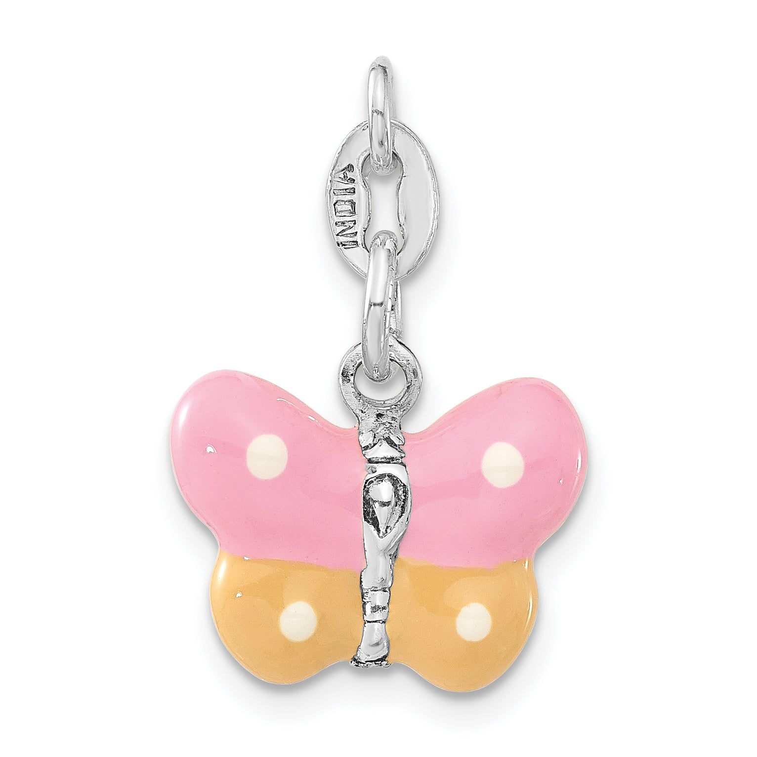 Sterling Silver Polished Enamel Butterfly Charm